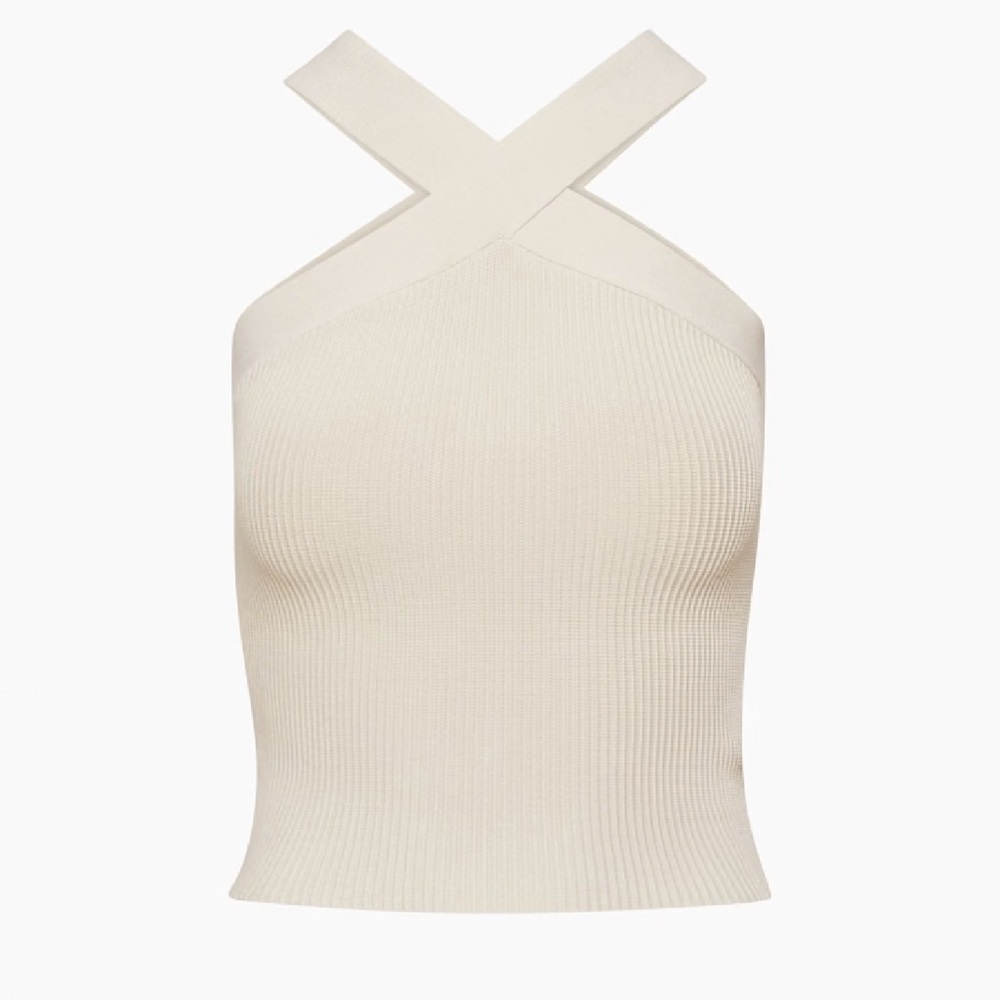Aritzia Cream Cross-Back Tank Top